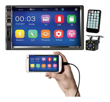 Autoestéreo Pantalla 2 DIN Steelpro CARBON-75MP HD Bluetooth Salida RCA USB 2.0 Control Remoto Cámara de Reversa - Audioshop México lo mejor en Car Audio en México -  Steelpro